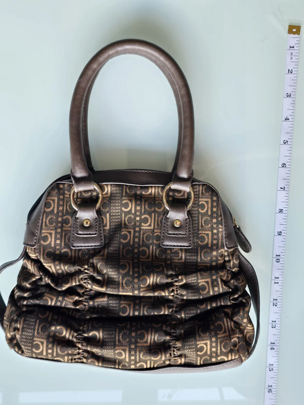 Liz Claiborne Monogram Ruched Vintage Satchel Bag